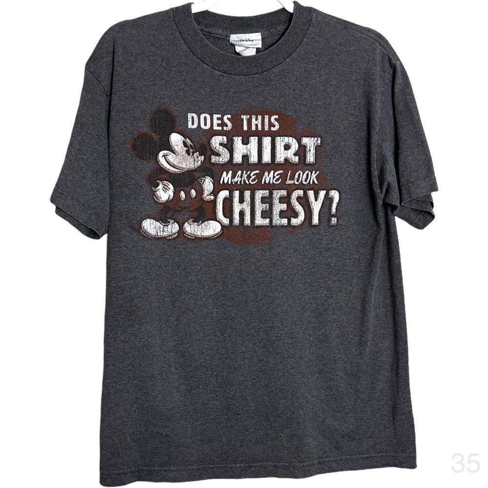 Disney world mens medium mickey mouse does it make me look cheesy distressed tee